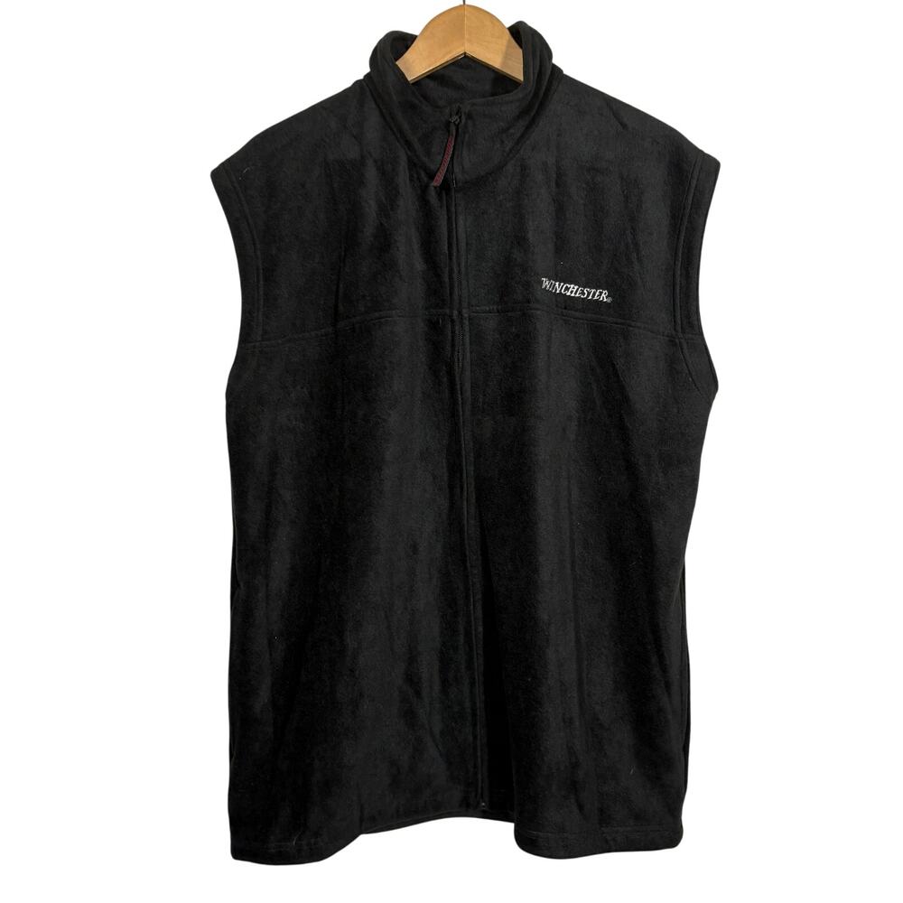 Winchester Sporting Fleece Vest Outdoor Casual Black Hunting Hiking - L